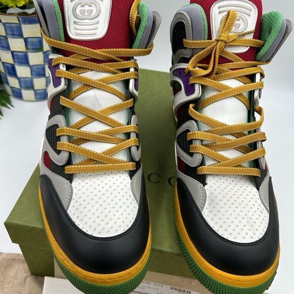 Men’s Gucci, leather high top basket sneakers size 14.5 made in Italy - Picture 3 of 11